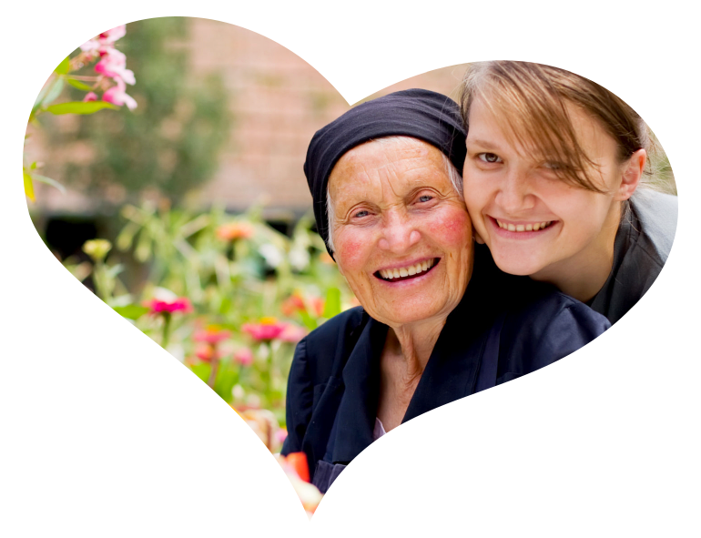 Caregiver and elder at the garden