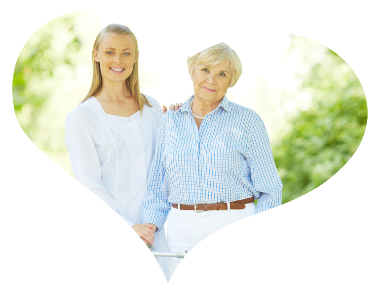 Caregiver and elder holding hands