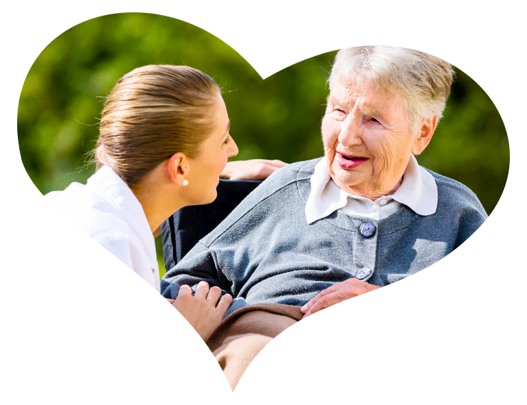 Elder and caregiver talking to each other